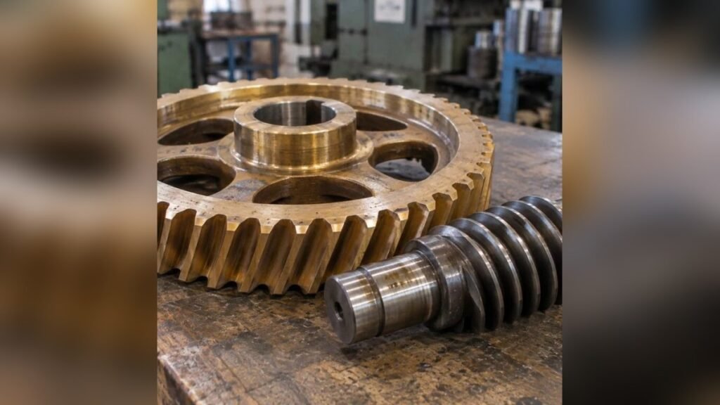 Bronze worm wheel and steel worm shaft set made by Parkash Gears, worm gear manufacturer in Ludhiana